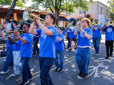 The Gresham High School band wears blue while marching in the annual Gresham Teddy Bear Parade down Main Avenue.