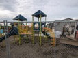 Play structure under construction at Mayor Charles Becker Park